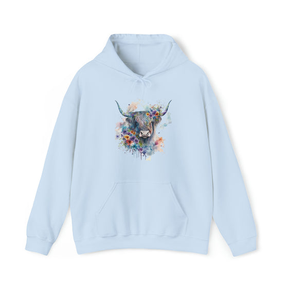 Sweatshirt | Highland Cow Watercolor V3 Western | Unisex Hooded Hoodie Sweatshirt