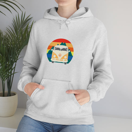 Chill Stitch – VW Van Mountains - Unisex Hooded Hoodie Sweatshirt – Embrace Your Vibe