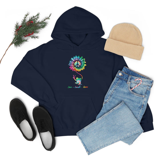 Chill Stitch – Peace Live Frog Tie-Dye - Unisex Hooded Hoodie Sweatshirt – Embrace Your Vibe