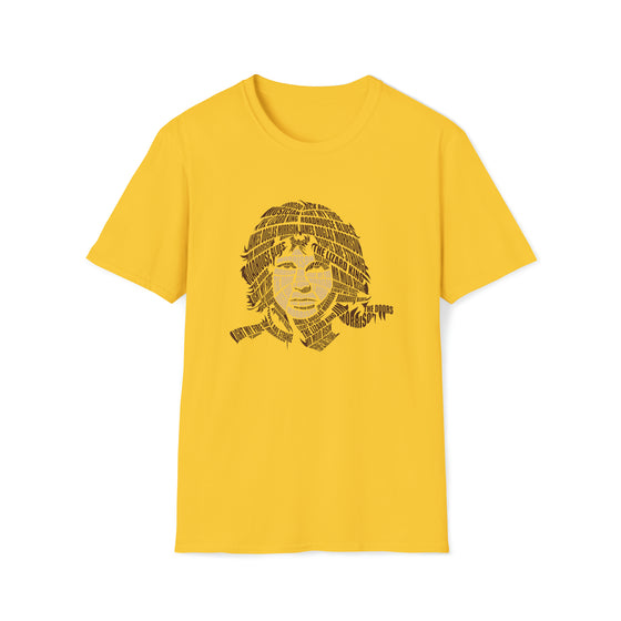Jim Morrison Doors Music | Unisex Soft Style Tee T-Shirt | Embrace Your Vibe | Calligram Word Design