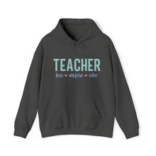  Teacher Life Sweatshirt | Teaching Love Inspire Care Educator | Unisex Hooded Hoodie Sweatshirt