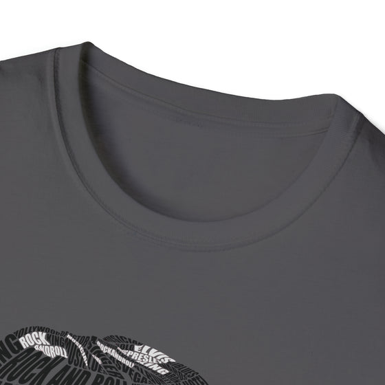 Elvis Presley Music Rock and Roll  | Unisex Soft Style Tee T-Shirt | Embrace Your Vibe | Calligram Word Design