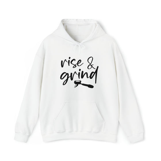 Coffee Rise and Grind Sweatshirt |  Unisex Hooded Hoodie Sweatshirt | Embrace Your Vibe