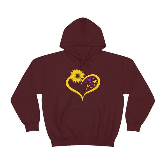Butterflies Sunflower | Unisex Hooded Hoodie Sweatshirt | Embrace Your Vibe