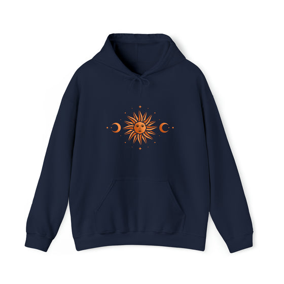 Abstract Mystic Direction Shapes V32 Sun Moon Solar Winds | Abstract | Minimalist | Modern | Unisex Hooded Hoodie Sweatshirt