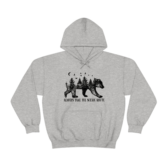 Bear Always Take Scenic Route | Unisex Hooded Hoodie Sweatshirt | Embrace Your Vibe