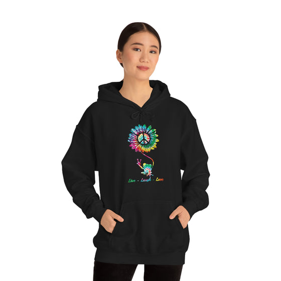 Chill Stitch – Peace Live Frog Tie-Dye - Unisex Hooded Hoodie Sweatshirt – Embrace Your Vibe