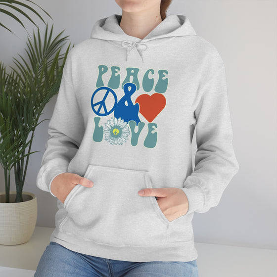 Chill Stitch – Peace & Love - Unisex Hooded Hoodie Sweatshirt – Embrace Your Vibe