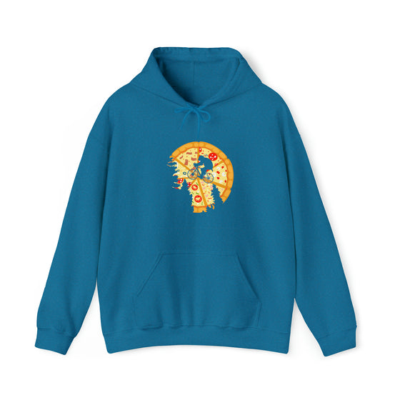 Pizza Moon Bike Ride Sweatshirt |  Abstract Unisex Hooded Hoodie Sweatshirt