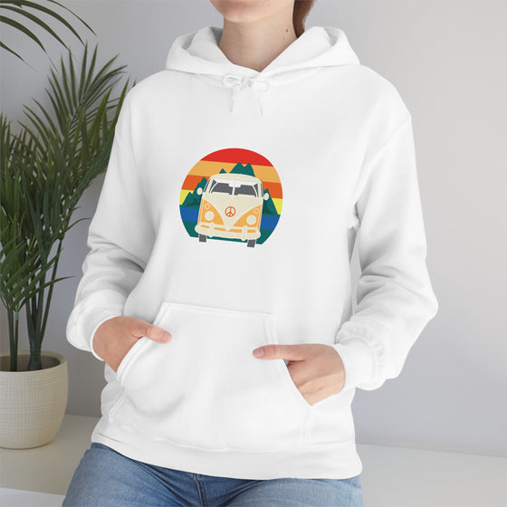 Chill Stitch – VW Van Mountains - Unisex Hooded Hoodie Sweatshirt – Embrace Your Vibe