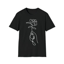  Abstract Lines Flower Hand Shapes V27  |   Unisex Soft Style Tee T-Shirt  |  Embrace Your Vibe