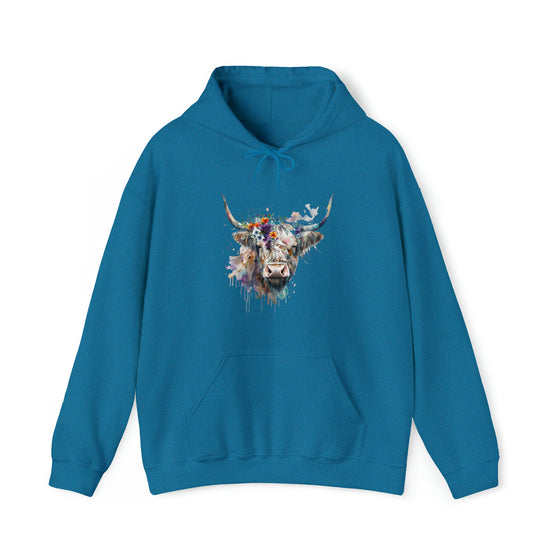 Sweatshirt | Highland Cow Watercolor V1 Western Cowgirl | Unisex Hooded Hoodie Sweatshirt