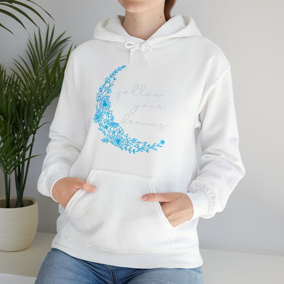 Boho Follow Your Dreams Moon Crescent | Unisex Hooded Hoodie Sweatshirt | Embrace Your Vibe