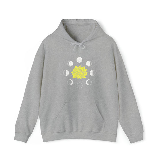 Yoga Sweatshirt | Lotus Moon Phases | Unisex Hooded Hoodie Sweatshirt | Tranquility