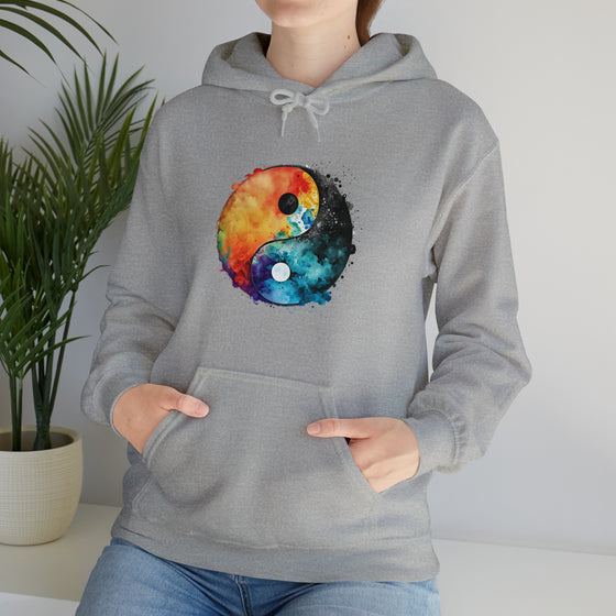 Yoga Sweatshirt | Yin Yang Sign V4 Watercolor | Unisex Hooded Hoodie Sweatshirt