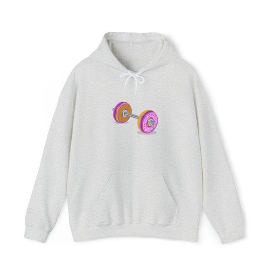 Doughnut Barbell Foodie Sweatshirt | Abstract Unisex Hooded Hoodie Sweatshirt