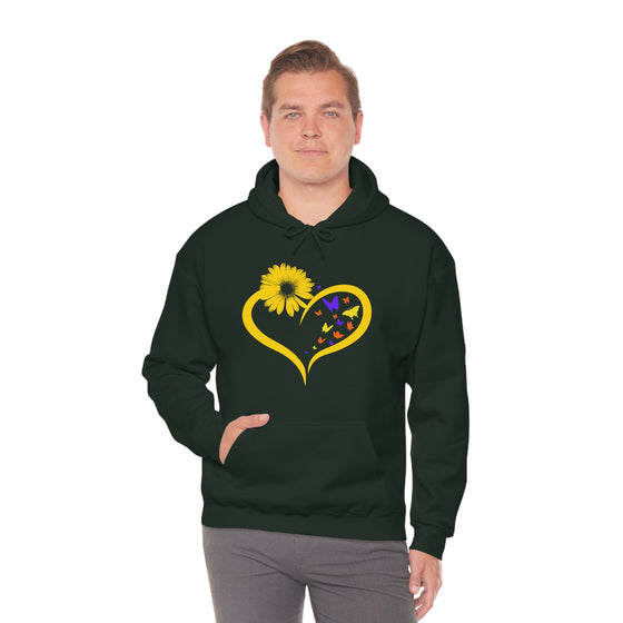 Butterflies Sunflower | Unisex Hooded Hoodie Sweatshirt | Embrace Your Vibe