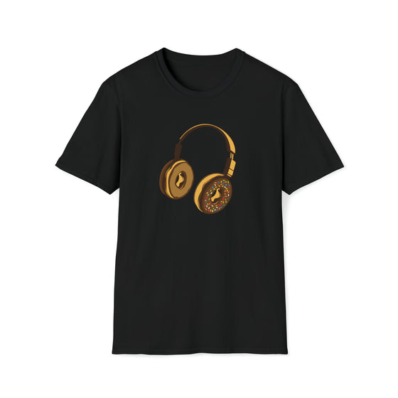 Headphone Donut Foodie Shirt | Abstract Unisex Soft Style Tee T-Shirt