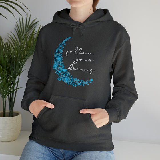 Boho Follow Your Dreams Moon Crescent | Unisex Hooded Hoodie Sweatshirt | Embrace Your Vibe