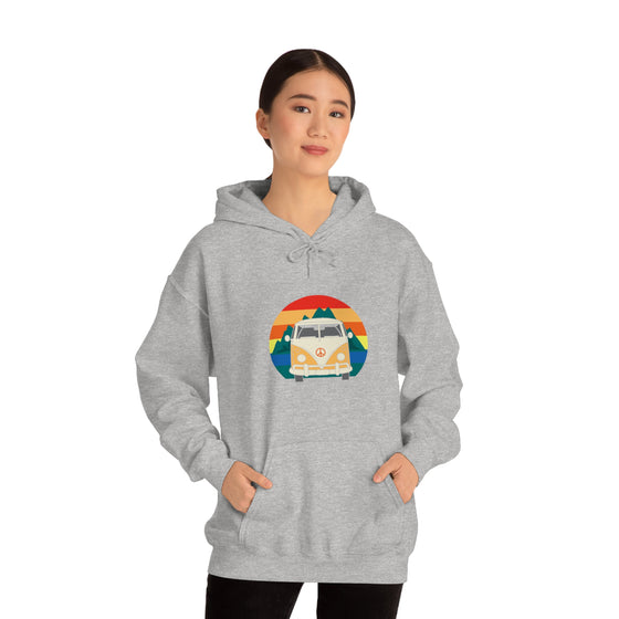 Chill Stitch – VW Van Mountains - Unisex Hooded Hoodie Sweatshirt – Embrace Your Vibe