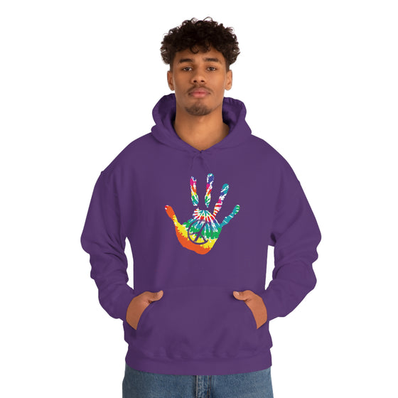 Chill Stitch –Tie-dye Peace Hand - Unisex Hooded Hoodie Sweatshirt – Embrace Your Vibe