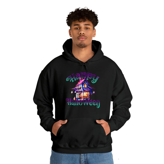 Halloween Sweatshirt | Happy Halloween Haunted House | Unisex Hooded Hoodie Sweatshirt