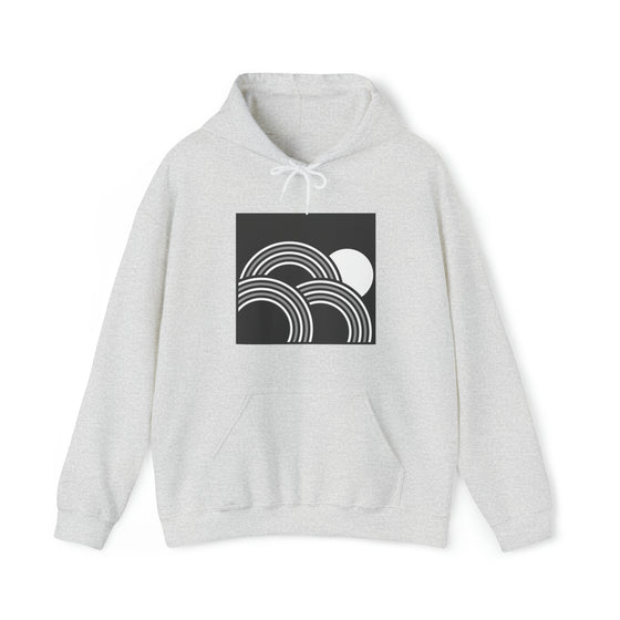 Abstract Shapes V6 Circled Moon Horizon | Abstract | Minimalist | Modern  Unisex Hooded Hoodie Sweatshirt | Embrace Your Vibe