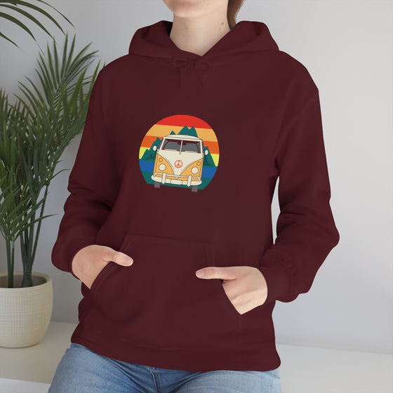 Chill Stitch – VW Van Mountains - Unisex Hooded Hoodie Sweatshirt – Embrace Your Vibe