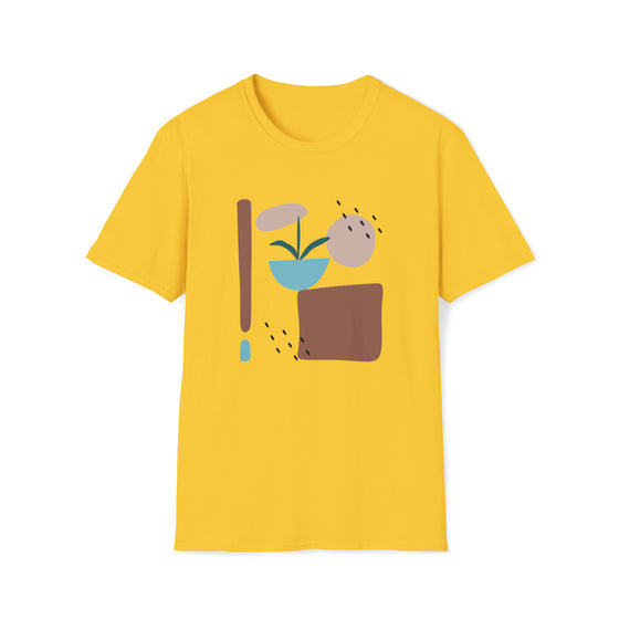 Abstract Blocks Pot Flower Shapes V11 | Unisex Soft Style Tee T-Shirt | Embrace Your Vibe