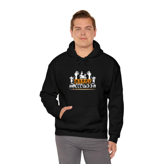 Halloween Sweatshirt | Hands Happy Halloween | Unisex Hooded Hoodie Sweatshirt