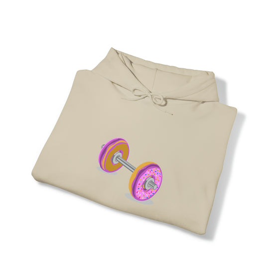 Doughnut Barbell Foodie Sweatshirt | Abstract Unisex Hooded Hoodie Sweatshirt