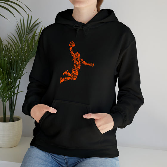 Basketball Player Sports Hoops | Abstract | Minimalist | Modern | Unisex Hooded Hoodie Sweatshirt | Embrace Your Vibe