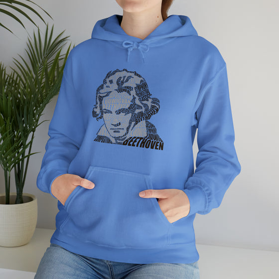 Ludwig van Beethoven Symphony Music | Unisex Hooded Hoodie Sweatshirt | Embrace Your Vibe | Calligram Word Design