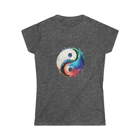 Hippie Shirt | Watercolor Yin Yang Symbol V1 |  Women's Soft style Tee T-Shirt