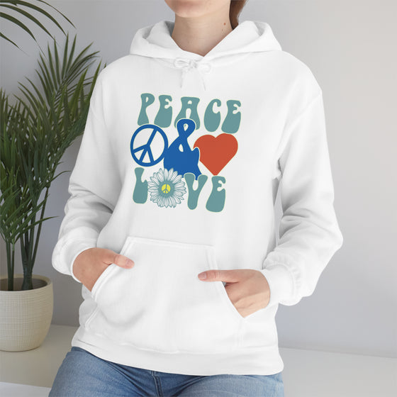 Chill Stitch – Peace & Love - Unisex Hooded Hoodie Sweatshirt – Embrace Your Vibe