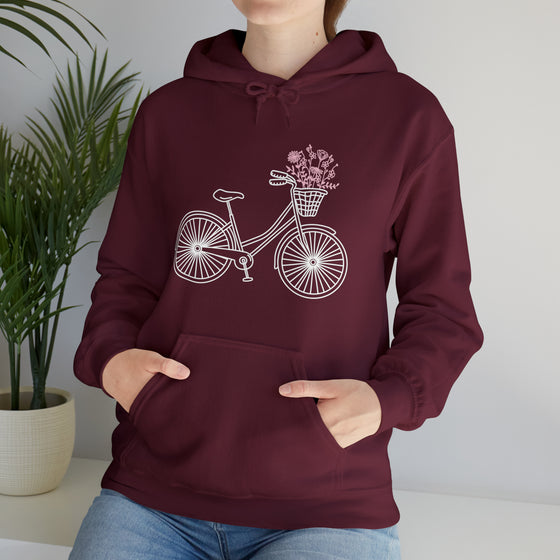 Bicycle Wildflower Basket Bike Biking | Unisex Hooded Hoodie Sweatshirt | Embrace Your Vibe