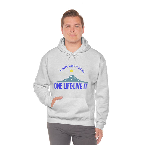 Chill Stitch – Mountains One Life Live It - Unisex Hooded Hoodie Sweatshirt – Embrace Your Vibe