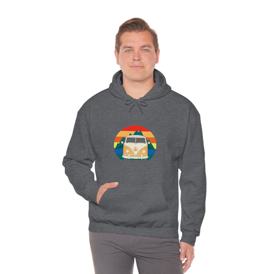 Chill Stitch – VW Van Mountains - Unisex Hooded Hoodie Sweatshirt – Embrace Your Vibe