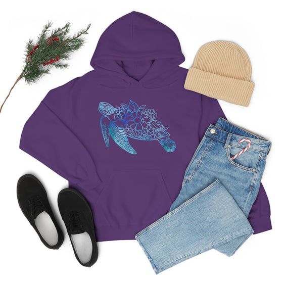 Floral Mandala Sea Turtle Sweatshirt | Unisex Hooded Hoodie Sweatshirt