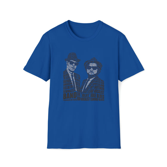 Blues Brothers Movies | Unisex Soft Style Tee T-Shirt | Embrace Your Vibe | Calligram Word Design