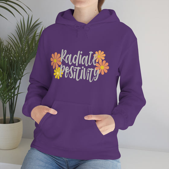Chill Stitch – Radiate Positivity - Unisex Hooded Hoodie Sweatshirt – Embrace Your Vibe