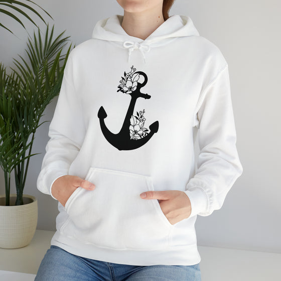 Floral Boat Anchor Boating Sweatshirt | Unisex Hooded Hoodie Sweatshirt