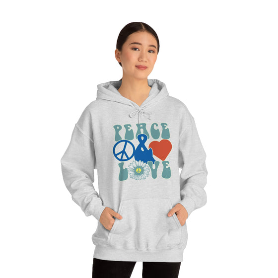 Chill Stitch – Peace & Love - Unisex Hooded Hoodie Sweatshirt – Embrace Your Vibe