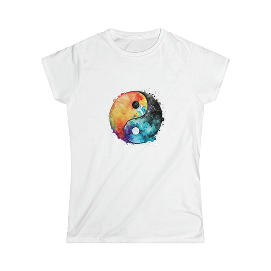 Hippie Shirt | Watercolor Yin Yang Symbol V4 | Women's Soft style Tee T-Shirt