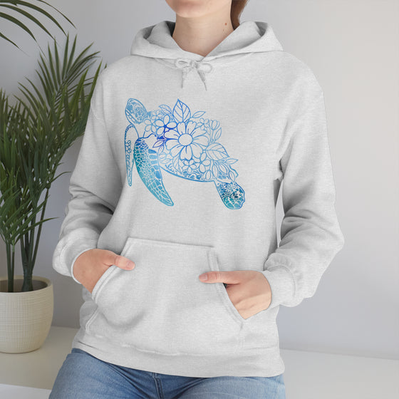 Floral Mandala Sea Turtle Sweatshirt | Unisex Hooded Hoodie Sweatshirt