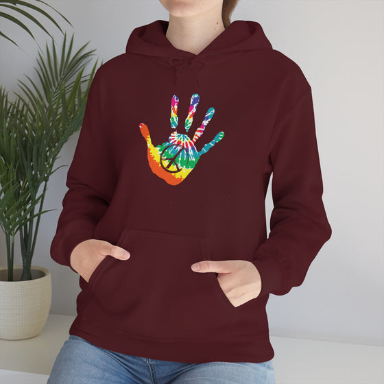 Chill Stitch –Tie-dye Peace Hand - Unisex Hooded Hoodie Sweatshirt – Embrace Your Vibe