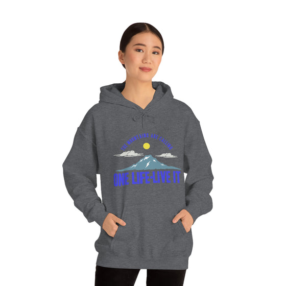 Chill Stitch – Mountains One Life Live It - Unisex Hooded Hoodie Sweatshirt – Embrace Your Vibe