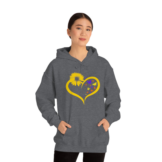 Butterflies Sunflower | Unisex Hooded Hoodie Sweatshirt | Embrace Your Vibe