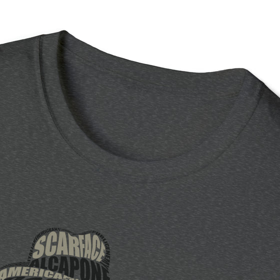 Al Capone Gangster | Unisex Soft Style Tee T-Shirt | Embrace Your Vibe | Calligram Word Design