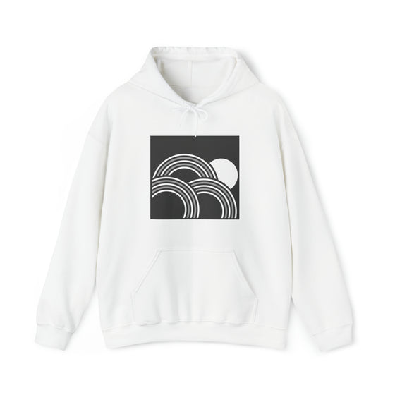 Abstract Shapes V6 Circled Moon Horizon | Abstract | Minimalist | Modern  Unisex Hooded Hoodie Sweatshirt | Embrace Your Vibe